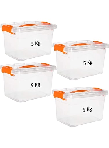 Premify 4pcs Plastic Storage Boxes, 5 L Clear Stackable Containers With Lockable Lids, Clear Plastic Organizer &ndash; Transparent Box Storing Toys, Shoes, Kitchen Items, Snacks, Tools, Medicine