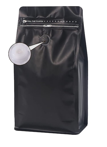Coffee Storage Bags with Valve, 16 Oz for Food Dried Herbs, Mylar Bag Edible Packaging, Multi-Usage Smell Proof (10pcs, Matte Black)