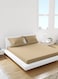 Linen Double Striped Fitted Elastic Bedsheet with 2 Pillow Case 160 x 200 Cm Beige