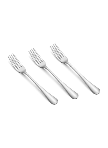 Premium Food-Grade Stainless Steel Table Fork Classic Cutlery Set of 3 Pc in Silver Heavy Duty Rust Resistant Flatware Set for Home Restaurant Everyday Dining Essential
