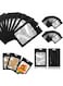 Foil Bags, 100 Pieces Resealable Food Storage Bags with Clear Pouch with Clear Window for Food Storage Candy Snack Jewelry Lash Lip Gloss, Holographic Foil Pouch Bag (100 Pcs Black)
