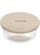 Royalford Round Glass Food Container With Bamboo Lid, Rf10326 - Freezer &amp; Dishwasher Safe, Air Tight Lid With Silicone Sealing Ring, Portable, Eco-Friendly