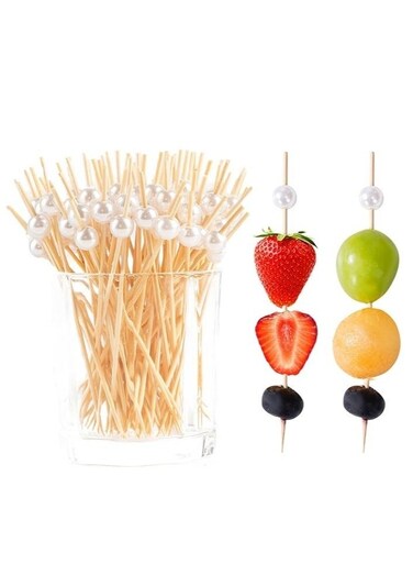 Cocktail Piece Cocktail Toothpicks for Appetizers Picks Bamboo Cocktail Skewers for Appetizers Wedding Party Toothpicks White Pearl Food Picks for Appetizers