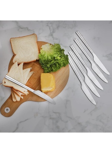Delcasa DC1947 6Pc SS Table Knife - Ergonomic Handle Sharp Serrated Blades   Stainless Steel   Ideal for Dining &amp; Kitchen Use
