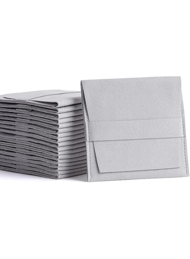 HOGOOD 10pcs Velvet Jewelry storage Pouch Button Gift bag rust-proof bag Storage box Small purse for bracelet Necklace Earrings Ring Pendant Brooch Watch, gray (9cm*9cm)