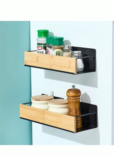 2 Pack Magnetic Spice Storage Rack Organizer for Refrigerator and Oven Black Fridge Organizers and Storage