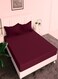 Fitted Elastic Bedsheet Set With Pillow Covers, King/Queen/Double/Single Sizes, Color Maroon
