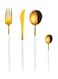 Steel Cutlery Set 4-Piece Mirror Polished Flatware Reusable Utensils Kitchen Tableware Include Knife Fork Spoon for Home Hotel Wedding Festival Party White 25*3.5*16cm
