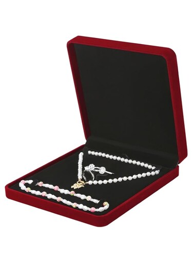 LETURE Velvet Jewelry Set Box, Velvet Gift Box for Bracelet Necklace Earring Ring (Red)