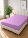 Linen Klub 1-Piece Microfiber Fitted Sheet Striped, Color Lilac, Design Soft Fabric Deep Pocket Elastic Edge Bed Linen Available in Single, Double, Queen, King and Super KIng