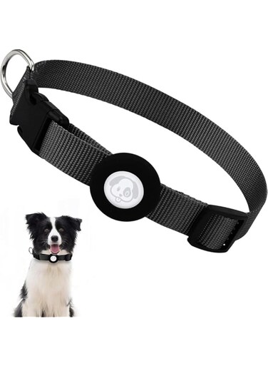 Dog Collar, Adjustable Dog Collar with Durable Quick Snap Buckle, Nylon Dog Collar with Waterproof Holder for Small Dogs (Black, S)