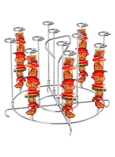 MostNow Air Fryer Skewer Stand Compatible with Ninja Foodi 6Qt 8Qt Vertical Skewers Holder with Stand Stainless Steel Air Fryer Accessories Grill for Grilling Home Kitchen Kabobs