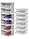 6-Tier Shoe Rack Organizer with Doors - Plastic Stackable Shoe Storage Cabinet, Easy Assembly Space Saving for Closet Entryway (1 Set)