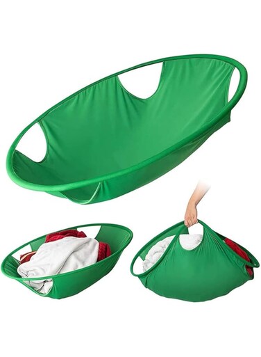 Rayyan Large Collapsible Laundry Basket,Revolutionary Foldable Laundry Hamper,Turtle Laundry Basket for Dirty Clothes Washing Dryer Removal Collapsing Portable Laundry Grabber,Pop up Hamper,26",Green