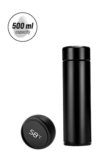 Thermos Led Temperature Display Water Bottle Stainless Steel Double Wall Insulated Cup Intelligent Travel Thermos Cup Coffee Mugs Black 500ml