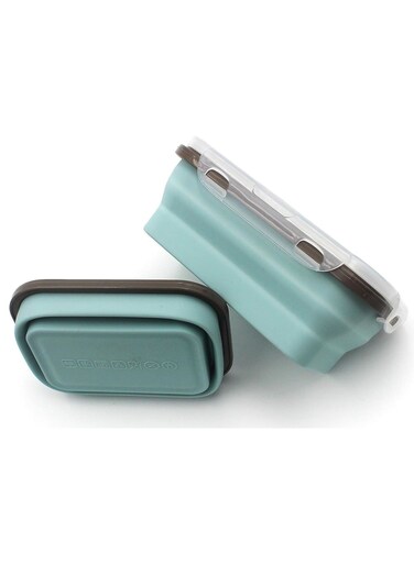 2 Set Silicone School Lunch Box Collapsible Eco Friendly Food safe MIcrowave &amp; Dishwasher safe LIght weight