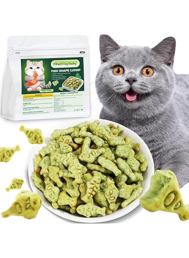 Catnip Cat Grass Toys, Kitty Teeth Cleaning Catnip for Indoor, Fish Shape Cat Nip Toys(15.8 oz/450g)