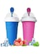 MAGA ZONE 2 Pcs Slushie Maker Cup &ndash; Magic Quick Frozen Smoothie &amp; Milkshake Cup, DIY Double Layer Squeeze Ice Cream Maker for Family, Homemade Cooling Cup (Blue + Red)