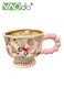 Cut Coffee Mugs, Ceramic Coffee Cup with Handle, Large Mug Latte, Tea, Chocolate, Modern Cup Gift for Men and women, Dishwasher &amp; Microwave Safe 370ML Pink