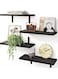 Azonee Floating Shelves for Wall, 4 Sets Wall Shelves Farmhouse Wood Wall Shelf Wall Mounted Floating Shelves for Bedroom Decor, Bathroom Storage, Book Shelf for Wall - Black
