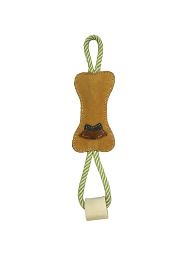 Durable Dog Chew Rope Toys   Natural Suede Leather Bone Chew Toy for Medium to Large Dogs   Tough &amp; Long-Lasting Pet Toy
