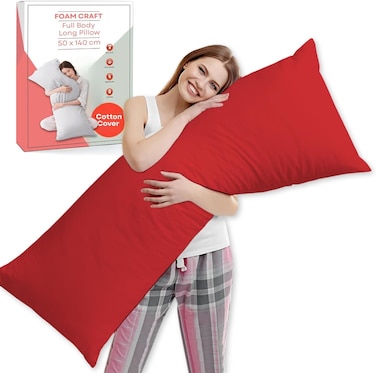 CRAFT&Acirc;&reg; Full Body Long Pillow with Cotton Cover - 50 x 140 cm - Red