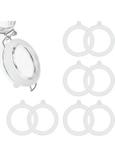 ELECDON Silicone Jar Gaskets, 8 Pieces Replacement Silicone Seals Airtight Silicone Gasket Sealing Rings for Regular Mouth Canning Jar 3.75 Inches (White)