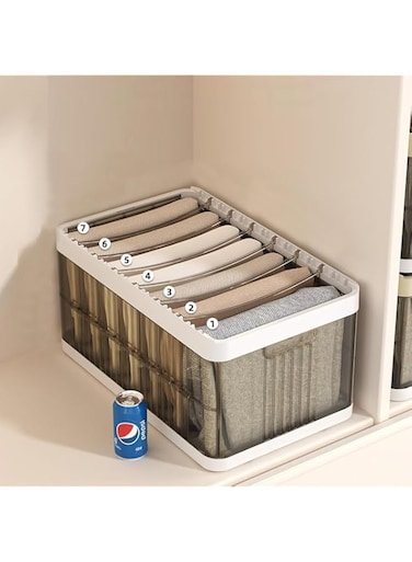 EPEDIC Pull-out wardrobe storage artifact, simple clothing storage box, wardrobe organizer, home clothing separation and organizing box, jeans storage box (7 grids)