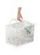 Inochi Nachi Multi Purpose Basket with Strap Handbag, For Household Storage, Picnic, Beach, Camping, With Lid and Handle, Lightweight, White (46x 32x31cm)