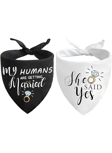 Tazweeq Engagement Gifts,My Humans are Getting Married She Said Yes Dog Bandana for Wedding Engagement Photos, Bridal Shower Gift,Dog Wedding Outfit,Dog Engagement Announcement, Bride to Be Gifts