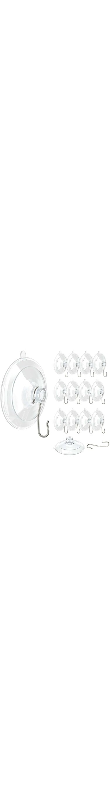 Erweicet 12 Pcs Transparent 45 Mm Suction Cup Hooks, Hooks For Hanging No Drill Shower Holder Towel Hanger