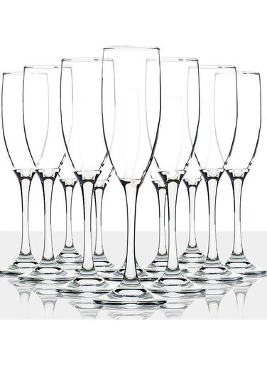 Champagne Glass Set of 6, 6.7 oz (190 ml )champagne glasses, Luxury wine glasses for picnic, Crystal Clear, Dishwasher Safe Wine Glass for Anniversary Wine glass Gift Set Made in Bulgaria