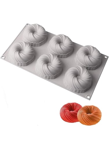 HALAMODO 6 Cavity Swirl Shapes Silicone Cake Mold Form Chocolate Cookies Pudding Ice Cream Trays Pastry Baking Tools Bakeware Pan