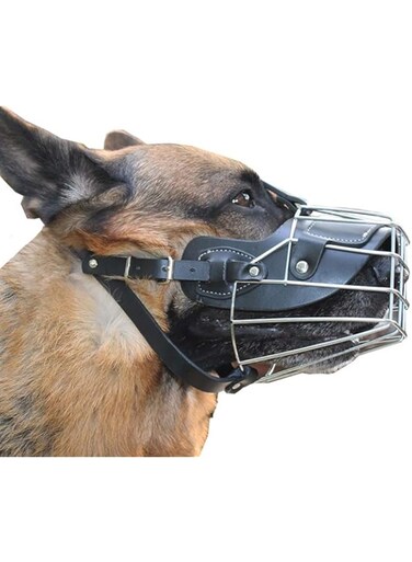Tylu Dog Muzzles Basket Muzzle Pitbull Metal Cage Muzzle with Adjustable Straps Anti Biting Barking Chewing Training Dedicated for Large Dogs German Shepherd