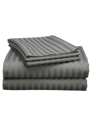Linen Stripe Single Duvet Cover 160x210Cm Grey