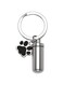 PiercingJak Cremation Jewelry Urn Keychain for Ashes Stainless Steel Pet Dog Paw Print Keepsake Urn Key Chain Cylinder Memorial Cremation Keyring Jewelry for Human Pet Ashes, Silver