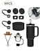 Stanley Cup Accessories Set Black 6 Pcs Silicone Spill Proof Stopper 2 Pcs Straw Cover Cap 1 Pcs Silicone Boot For 9-10 mm Straws Stanley 40oz and 30oz Tumbler Black