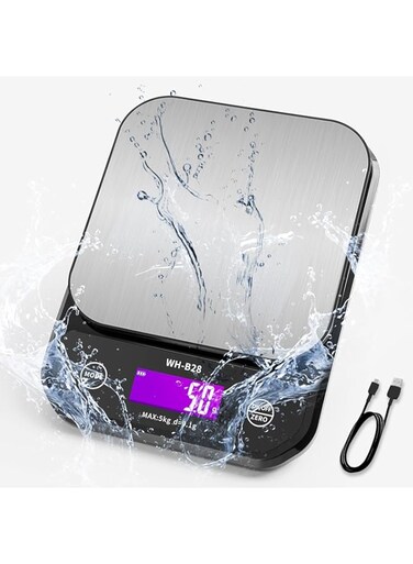 TERRIFI IPX7 Waterproof Food Digital Scale, 11lb/0.01oz High Precision,USB Rechargeable Food Kitchen Scale, Suitable for Cooking, Baking, Weight Loss