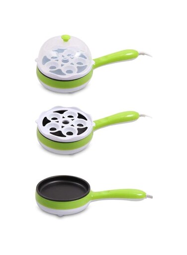 Egg Cooker: 7 Egg Volume Electric Skillet for Eggs Poached, Eggs Boiled, Eggs Fried and Eggs Omelets with Auto Shut Off Function - Green