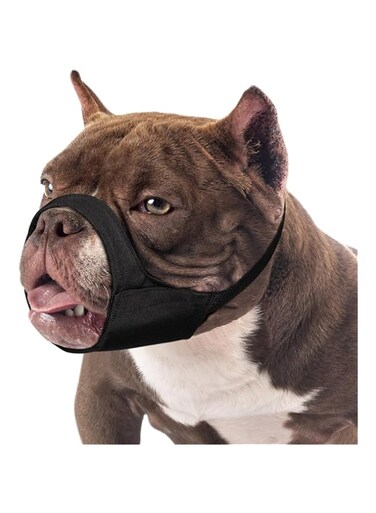 KASTWAVE Pitbull Muzzle, Soft Muzzle for American Bully Bulldog Boxers Rottweilers, Anti Fierce Barking Biting Chewing Muzzle for Grooming, Fabric Muzzle for Medium Large Short Snout Dog