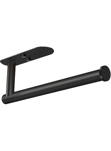 SWIUKPHE Paper Towel Holder, Self Adhesive or Drilling Paper Towel Holder Under Cabinet, Stainless Steel Black Paper Towel Holder Wall Mount for Kitchen, Bathroom, Sink, Pantry, Fridge
