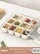 Divided Serving Tray with Lid and Handle, Clear Portable Snack Box Container, Veggie Tray Fruit Tray, 12 Compartment Square Food Storage Organizer for Snack, Fruits, Veggie, Candy, Nut, Spice
