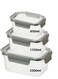 Set of 3 Plastic LocknLock Airtight Food Storage Container Reusable BPA Free Rectangular Food Container with Leak Proof Locking Lid