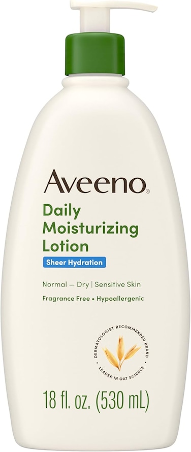 Aveeno Sheer Hydration Daily Moisturizing Lotion For Dry Skin With Soothing Oat, Lightweight, Fast-Absorbing &amp; Fragrance-Free Intense Body Moisturizer, 18 fl. oz