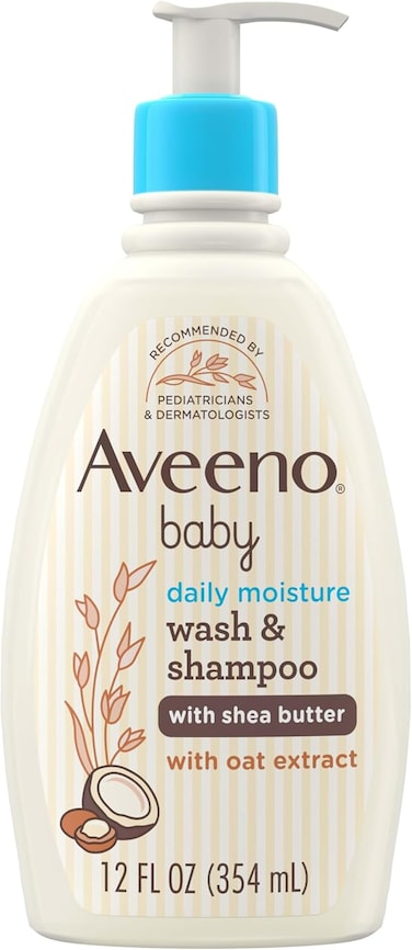 Aveeno Baby Daily Moisturizing 2-in-1 Wash &amp; Shampoo, Baby Body Wash &amp; Shampoo With Shea Butter &amp; Oat Extract Gently Cleanses Baby's Sensitive Skin &amp; Scalp, Gentle Coconut Scent, 12 fl. oz