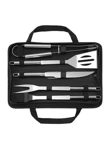 Stainless Steel BBQ Grill Tool Set Silver/Black