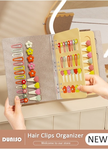Hair Clips Organizer for Girls, Vegan Bow Organizer for Girls, Travel Hair Accessories Storage with Folding Design, Baby Girls Hair Bow Organizer
