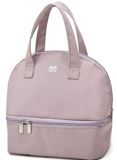 Lavender Insulated Lunch Bag Double Deck Simple Bento Cooler Bag Leakproof Lunch Tote Bag for Lunch Box for Women Men Adult Picnic Working Hiking Beach