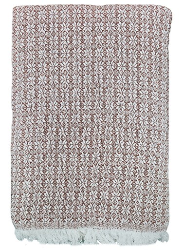 Turkish Cotton Throw Blanket Knitted Suitable for Bed, Sofa and Chair Dark Red/White 170x200 cm