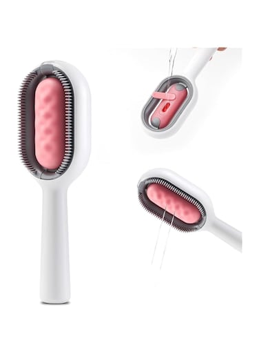 Cat Hair Brush with Water, Sticky Brush 2.0 for Cats, 4 in 1 Cat Grooming Brush, Pet Hair Removal Comb with Water Tank, Wet Cat Comb, 2 in 1 Cleaning Brush Cat (Towels Not Included) (Pink)